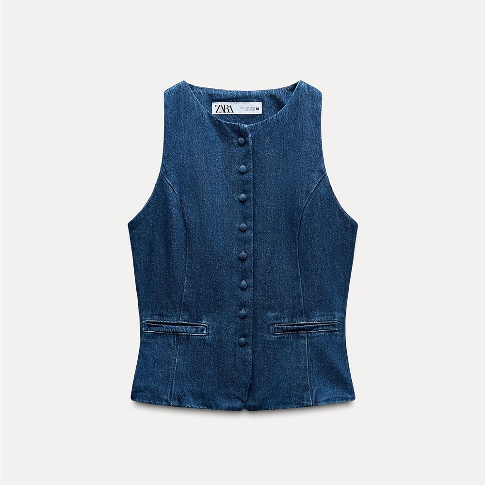 Zara Women's Blue Denim Vest